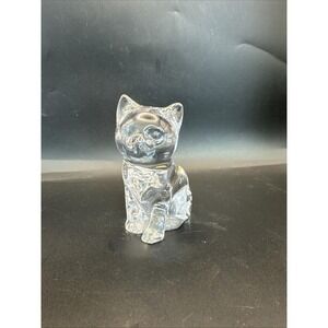 Vintage Princess House Crystal Sitting‎ Cat Figurine Germany 3.5 in